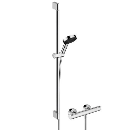 Купить купить термостатический смеситель для душа relaxation с термостатом element и душевой штангой 90см, pulsify select s hansgrohe, 24271000 цвет: хром