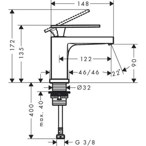 Купить купить смеситель для раковины ecosmart+, для холодной воды, tecturis e hansgrohe, 73013140 цвет: бронза