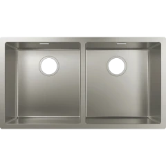 Раковина для кухни, интегрированная, с двумя чашами 370/370, S71 Hansgrohe, 43430800 цвет: нержавеющая сталь