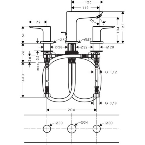 Купить купить смеситель для раковины, talis e hansgrohe, 71733990 цвет: золото