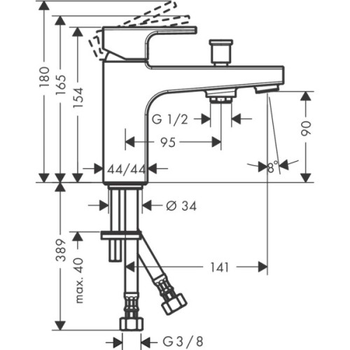 Купить купить смеситель для ванны monotrou, 2 режима расхода воды, vernis shape hansgrohe, 71464000 цвет: хром