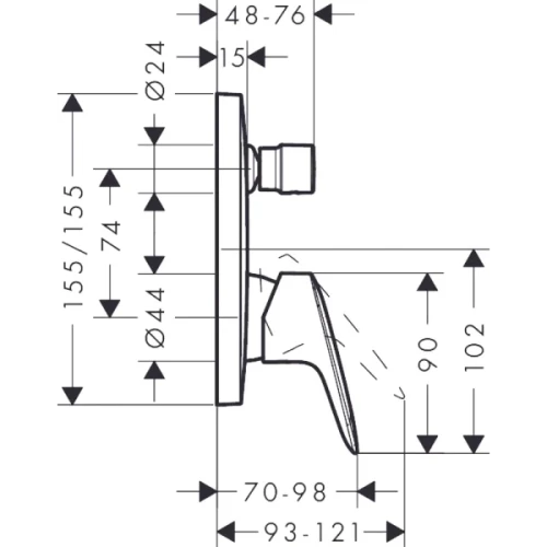 Купить купить смеситель для ванны скрытого монтажа, logis hansgrohe, 71405000 цвет: хром