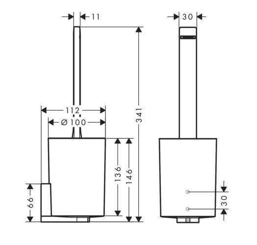 Купить купить ёршик для унитаза, подвесной, wallstoris hansgrohe, 27927700 цвет: белый