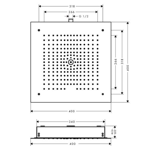 Купить купить верхний душ с потолочным креплением скрытого монтажа, raindance e hansgrohe, 26253000 цвет: хром