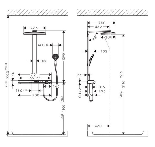 Купить купить душевая система с термостатом, rainmaker select hansgrohe, 27029400 цвет: хром