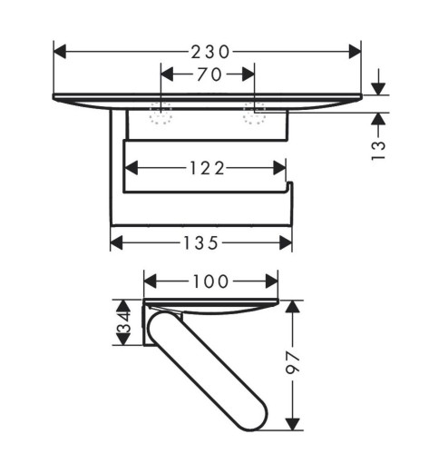 Купить купить держатель для туалетной бумаги, с полкой, wallstoris hansgrohe, 27928700 цвет: белый