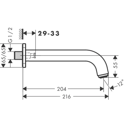 Купить купить излив для ванны, vernis hansgrohe, 71460670 цвет: черный