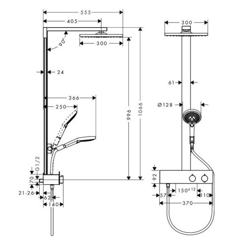 Купить купить душевая система с термостатом 350, raindance e hansgrohe, 27361000 цвет: хром