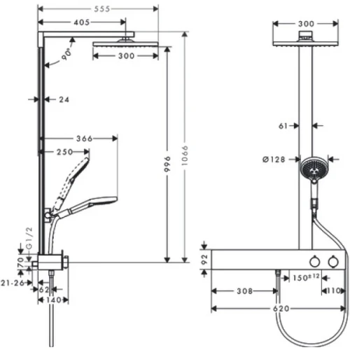 Купить купить душевая система с термостатом 600, raindance e hansgrohe, 27364000 цвет: хром