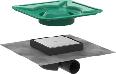 Точечный слив с решеткой Spot, 15х15 см, для облицовки под, RainDrain Spot Hansgrohe, 56112800 цвет: нержавеющая сталь