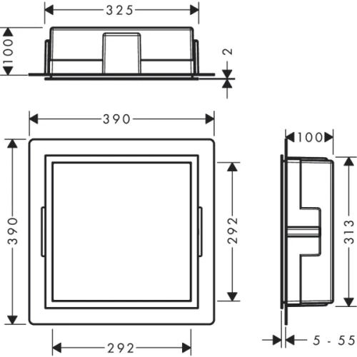 Купить купить настенный короб с цветом корпуса и дизайнерской рамой, 30х30х10 см, xtrastoris individual hansgrohe, 56097990 цвет: золото