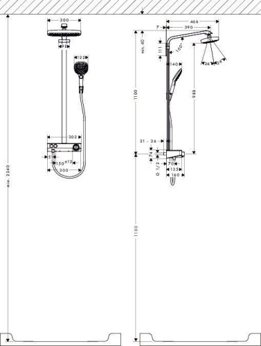 Купить купить душевая система с термостатом 300, raindance select e hansgrohe, 27126000 цвет: хром