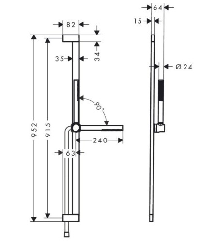 Купить купить душевой гарнитур ecosmart+ со штангой 90см, pulsify s hansgrohe, 24383000 цвет: хром
