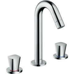 Смеситель для раковины, с поворотным изливом и сливным гарнитуром на 3 отверстия, с поворотным изливом и сливным гарнитуром, Logis Hansgrohe, 71133000 цвет: хром