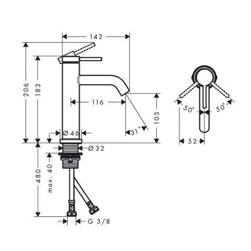 Купить купить смеситель для раковины ecosmart+, tecturis s hansgrohe, 73311000 цвет: хром