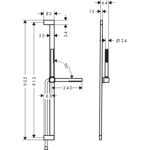 Купить купить душевой гарнитур ecosmart+ со штангой 90см, pulsify s hansgrohe, 24383670 цвет: черный