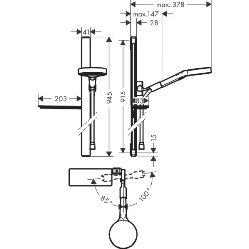 Купить купить душевой гарнитур со штангой 90см и мыльницей, rainfinity hansgrohe, 27672000 цвет: хром