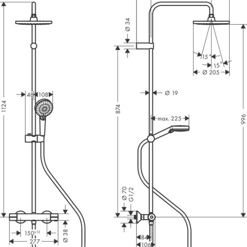 Купить купить душевая система с термостатом, vernis blend hansgrohe, 26089670 цвет: черный