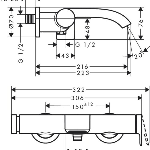 Купить купить смеситель для ванны, vivenis hansgrohe, 75420700 цвет: белый