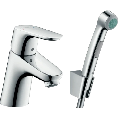 Купить купить смеситель для раковины без сливного гарнитура, с гигиеническим душем, focus hansgrohe, 31926000 цвет: хром