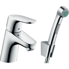 Смеситель для раковины без сливного гарнитура, с гигиеническим душем, Focus Hansgrohe, 31926000 цвет: хром