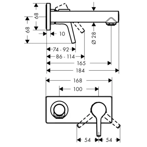 Купить купить смеситель для раковины скрытого монтажа, настенный, talis s hansgrohe, 72110000 цвет: хром