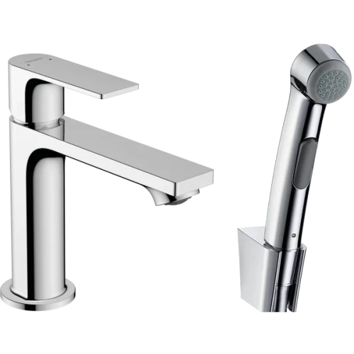Купить купить смеситель для раковины без сливного гарнитура, с гигиеническим душем, rebris e hansgrohe, 72216000 цвет: хром
