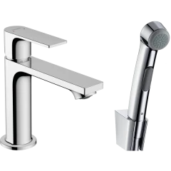 Смеситель для раковины без сливного гарнитура, с гигиеническим душем, Rebris E Hansgrohe, 72216000 цвет: хром