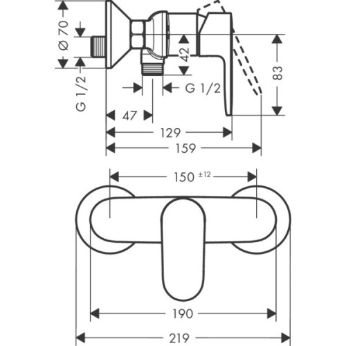 Купить купить смеситель для душа 2 режима расхода воды, vernis blend hansgrohe, 71646000 цвет: хром