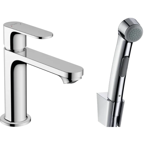 Купить купить смеситель для раковины без сливного гарнитура, с гигиеническим душем, rebris s hansgrohe, 72215000 цвет: хром