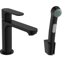 Смеситель для раковины без сливного гарнитура, с гигиеническим душем, Rebris S Hansgrohe, 72215670 цвет: черный