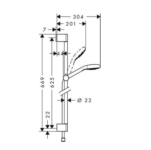 Купить купить душевой гарнитур multi со штангой 65см, croma select s hansgrohe, 26560400 цвет: хром