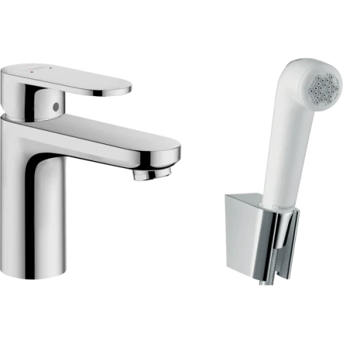 Купить купить смеситель для раковины без сливного гарнитура, с гигиеническим душем, vernis blend hansgrohe, 71215000 цвет: хром