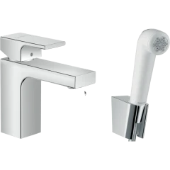 Смеситель для раковины без сливного гарнитура, с гигиеническим душем, Vernis Shape Hansgrohe, 71216000 цвет: хром