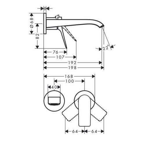Купить купить смеситель для раковины скрытого монтажа, настенный, vivenis hansgrohe, 75050700 цвет: белый