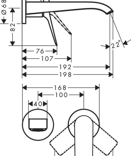 Купить купить смеситель для раковины скрытого монтажа, настенный, vivenis hansgrohe, 75050000 цвет: хром