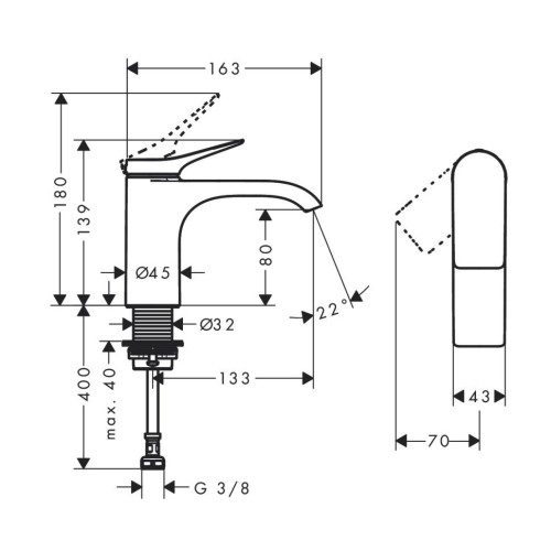 Купить купить кран для холодной воды без сливного гарнитура, vivenis hansgrohe, 75013670 цвет: черный