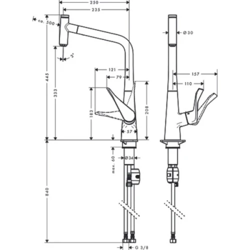 Купить купить смеситель для кухни, с вытяжным изливом, eco, metris select m71 hansgrohe, 14786000 цвет: хром