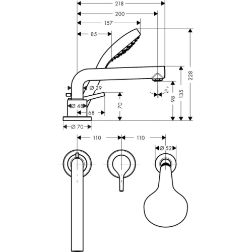 Купить купить смеситель для ванны на 3 отверстия, talis s hansgrohe, 72417000 цвет: хром