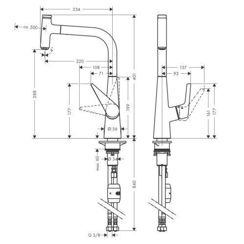 Купить купить смеситель для кухни, с вытяжным изливом, eco, talis select m51 hansgrohe, 72826800 цвет: нержавеющая сталь