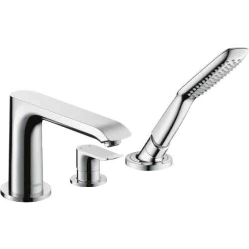 Купить купить смеситель для ванны на 3 отверстия, с душевым гарнитуром, metris hansgrohe, 31190000 цвет: хром