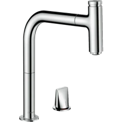 Смеситель для кухни, на 2 отверстия, с вытяжным изливом, Metris Select M71 Hansgrohe, 73804000 цвет: хром