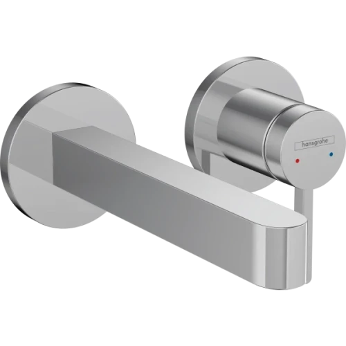 Купить купить смеситель для раковины скрытого монтажа, настенный, с изливом 16.8 см, finoris hansgrohe, 76051000 цвет: хром