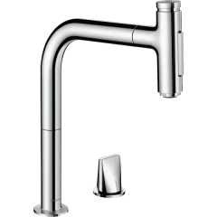 Смеситель для кухни, на 2 отверстия, с вытяжным изливом, Metris Select M71 Hansgrohe, 73819000 цвет: хром