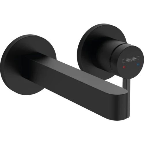 Купить купить смеситель для раковины скрытого монтажа, настенный, с изливом 16.8 см, finoris hansgrohe, 76051670 цвет: черный