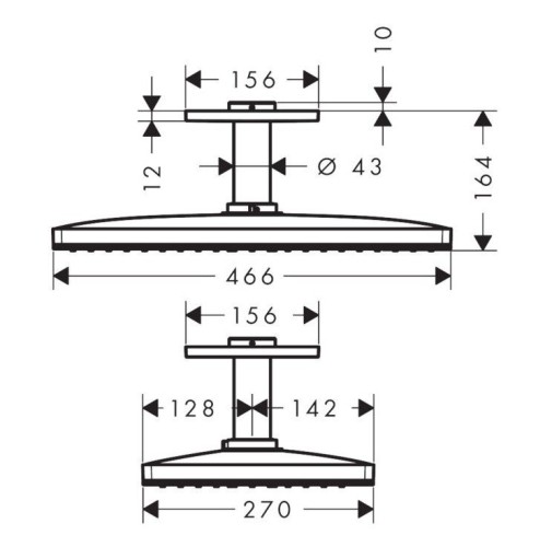 Купить купить верхний душ с потолочным кронштейном скрытого монтажа, rainmaker select hansgrohe, 24012400 цвет: хром