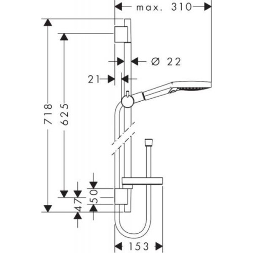 Купить купить душевой гарнитур powderrain со штангой 65см и мыльницей, raindance select s hansgrohe, 27654000 цвет: хром