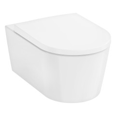 Унитаз подвесной 540x360 безободковый со смывом AquaFall и сиденье с микролифтом, EluPura Original S Hansgrohe, HGSET012 цвет: белый