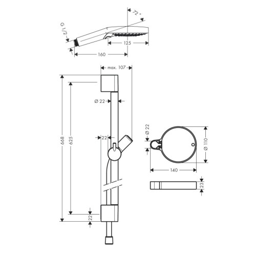 Купить купить душевой гарнитур powderrain со штангой 65см и мыльницей, raindance select s hansgrohe, 27944000 цвет: хром