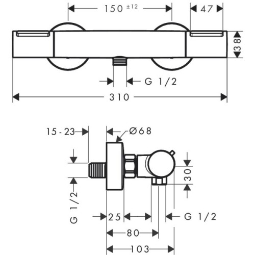 Купить купить смеситель для душа с термостатом element, ecostat hansgrohe, 13346000 цвет: хром